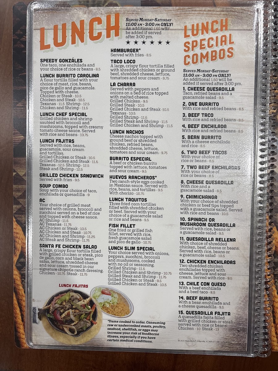 Charros Mexican Restaurant menu