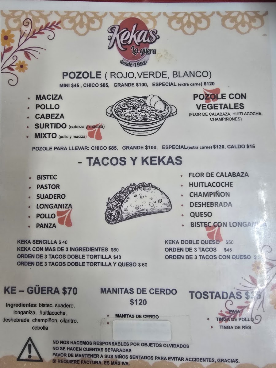 Kekas ‘La Güera’ Menu 3