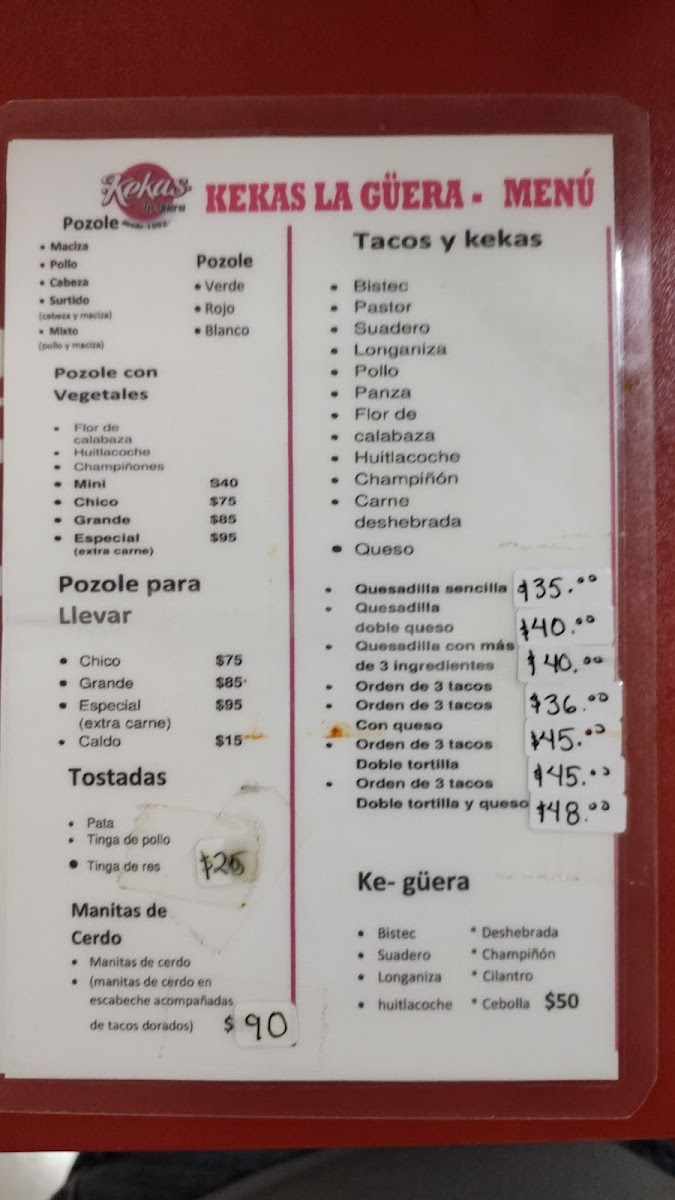Kekas ‘La Güera’ Menu 5