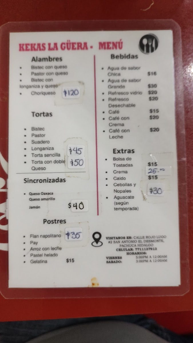 Kekas ‘La Güera’ Menu 8
