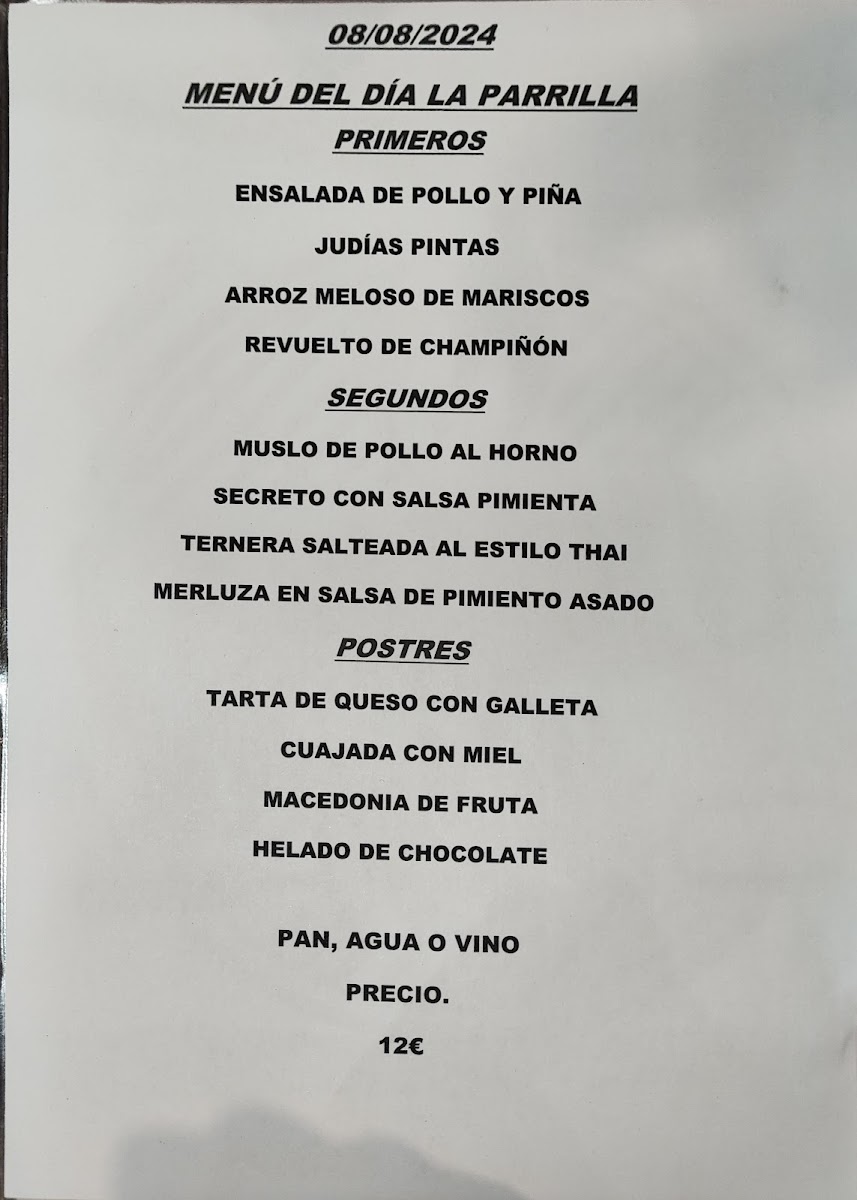 La Parrilla de la Mama menu