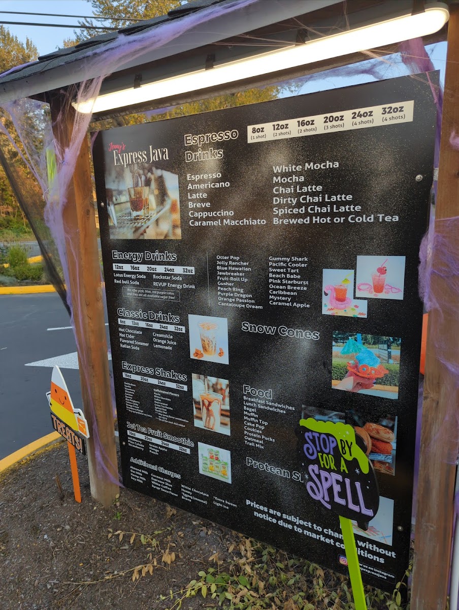 Livia's Express Java menu