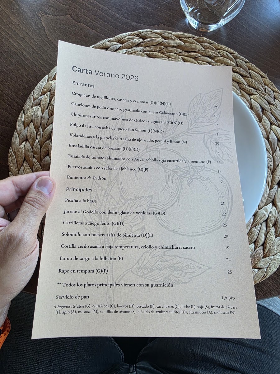 Restaurante VOLVER menu