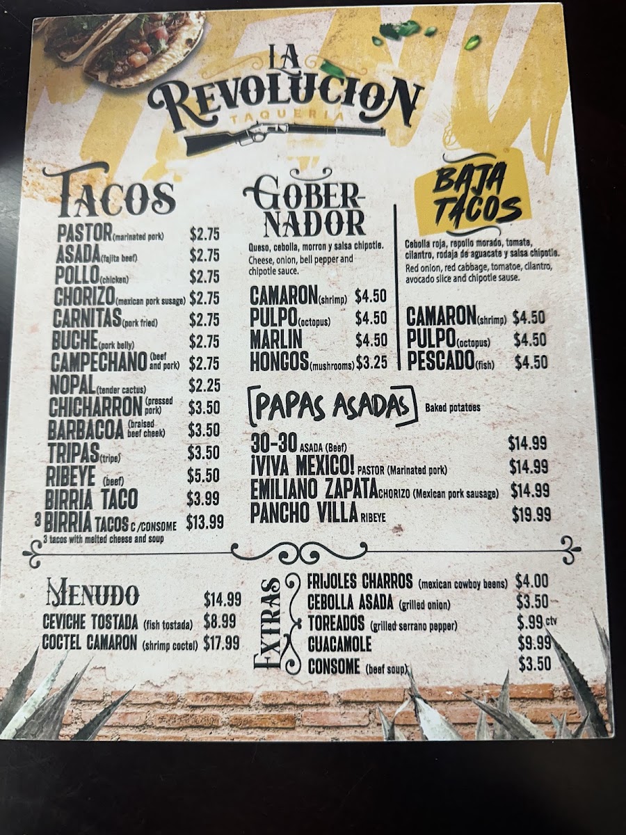 Taqueria La Revolucion Fort Worth Menu 2