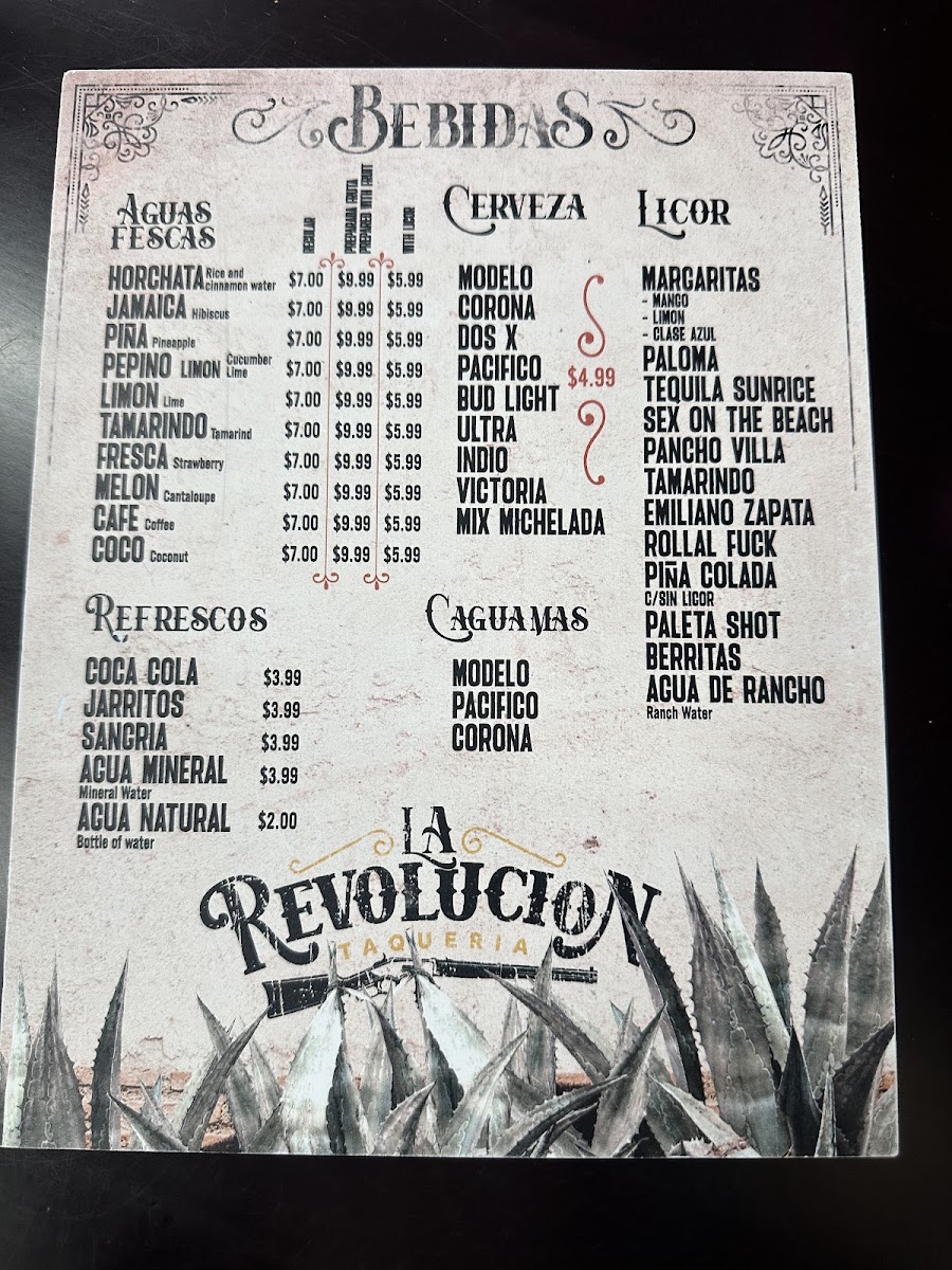Taqueria La Revolucion Fort Worth Menu 3