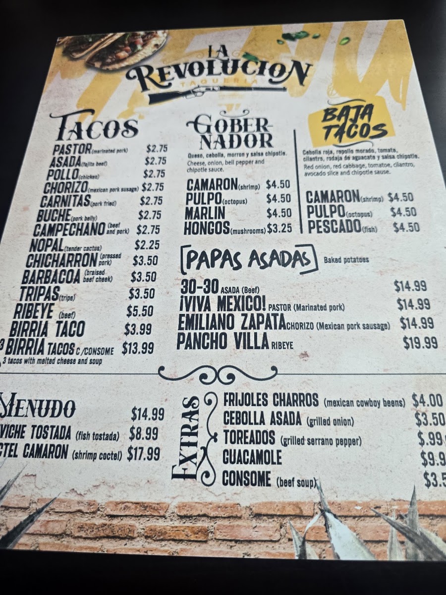 Taqueria La Revolucion Fort Worth Menu 4