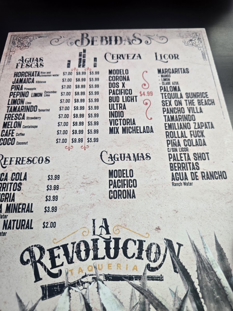 Taqueria La Revolucion Fort Worth Menu 7