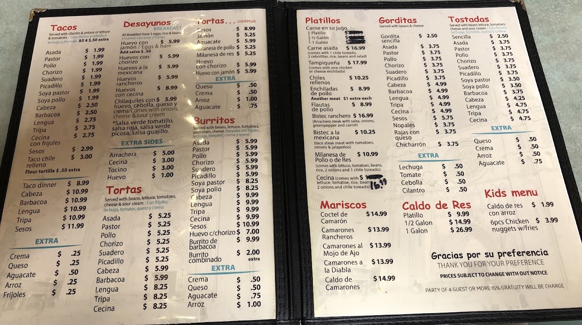 Taqueria Los Altos De Jal Menu 2
