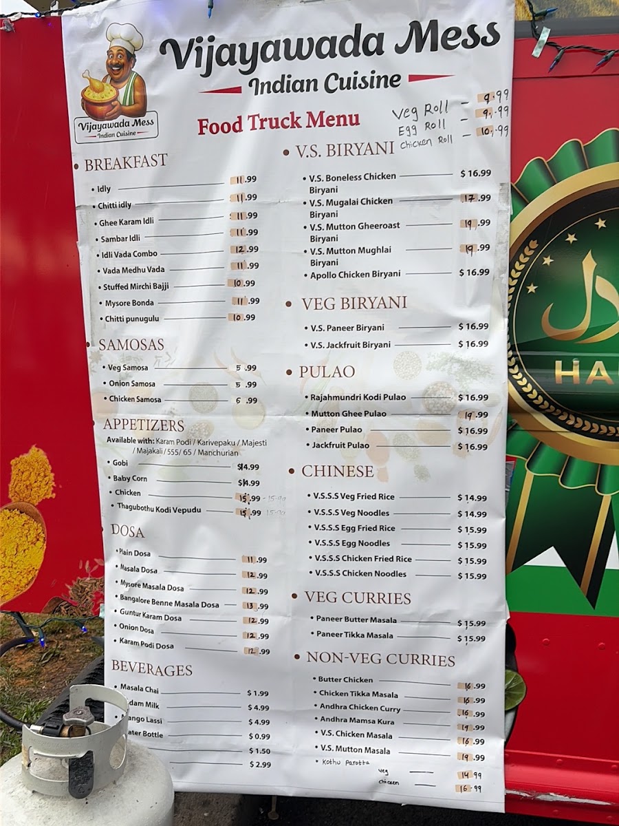 Vijayawada Mess Indian Cuisine food truck Menu 2